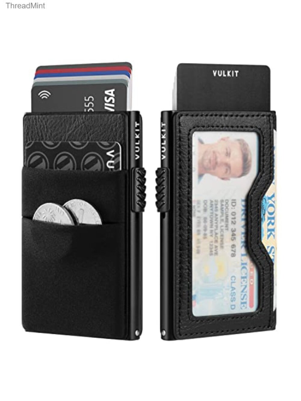 Minimalist Pop Up Card Holder Wallet RFID Blocking Slim Vegan Leather